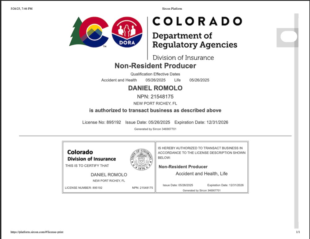 Colorado insurance license