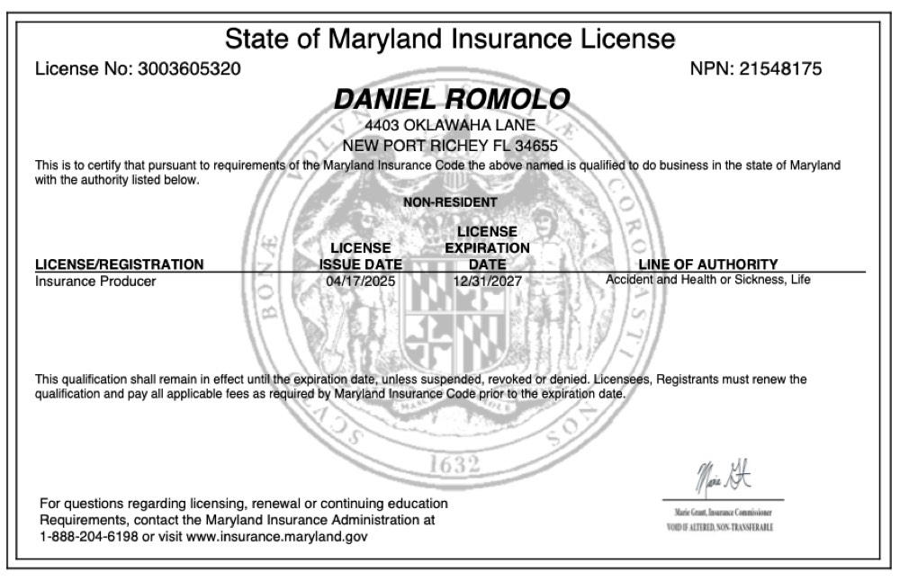 Maryland insurance license