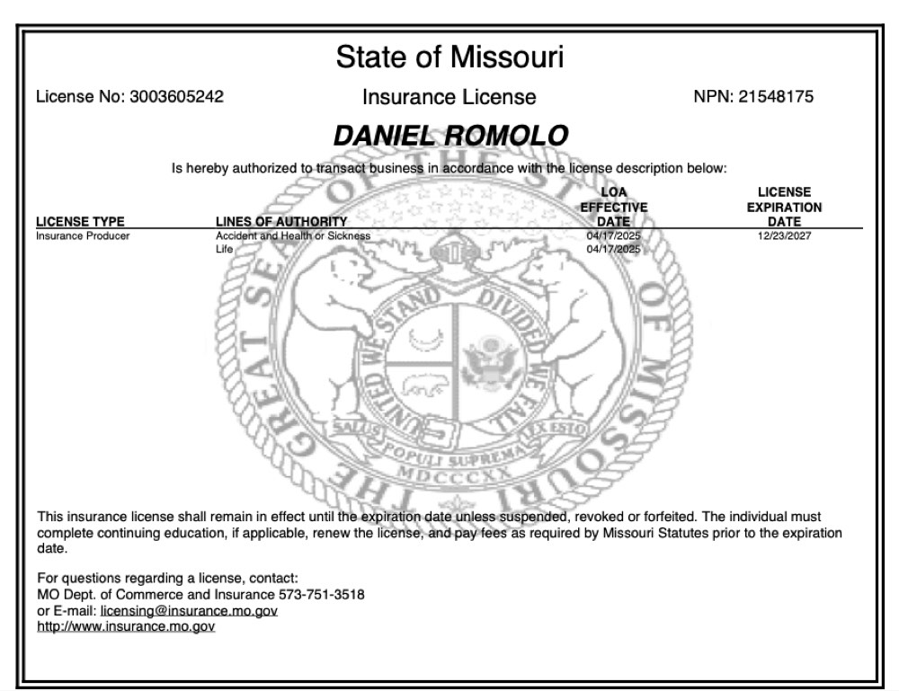 Missouri insurance license