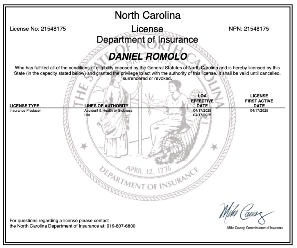 North Carolina insurance license