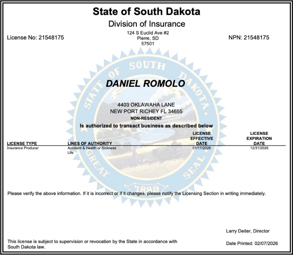 South Dakota insurance license