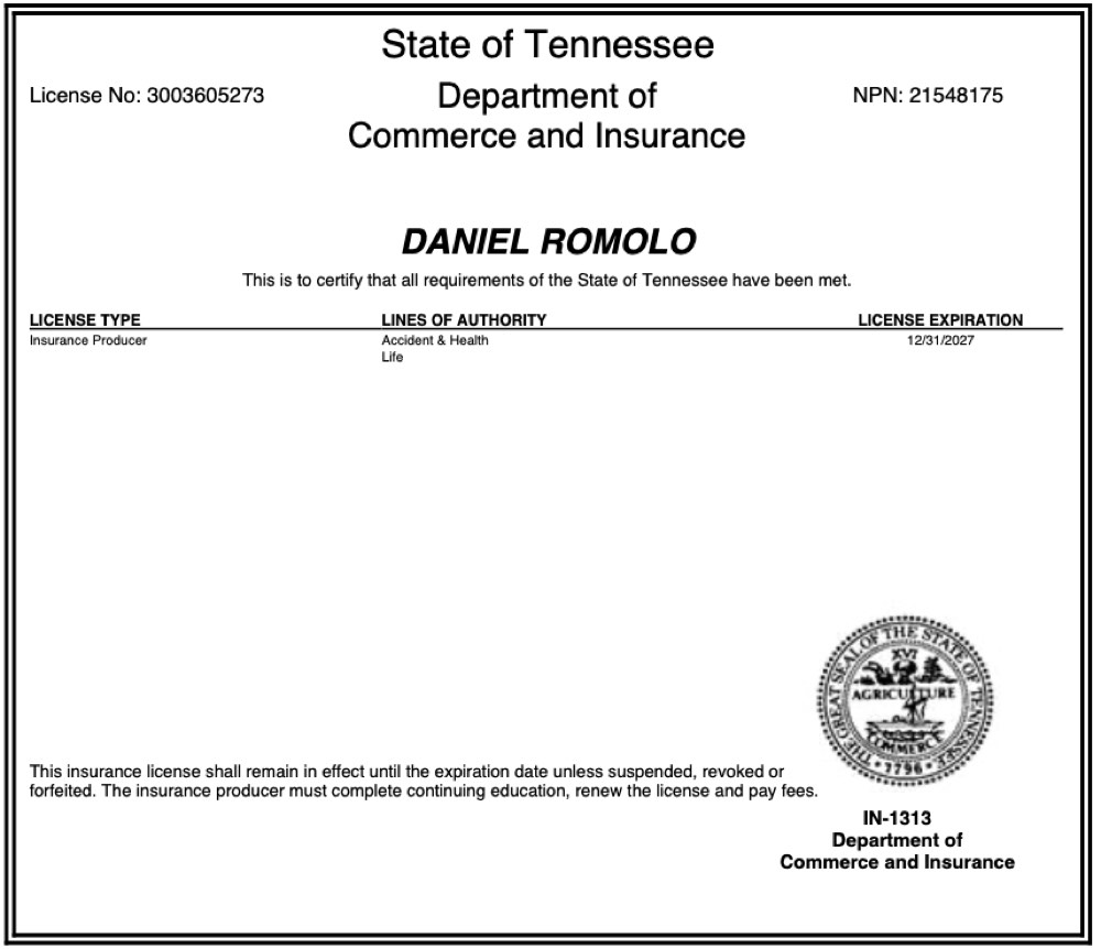 Tennessee insurance license